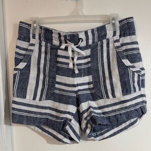 Athleta Navy and White Striped Shorts size 8